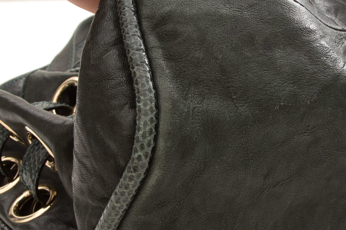Jimmy Choo Green Watersnake Leather Shoulder Bag