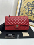 Preloved Chanel Classic Flap CF Medium Bag red 107784