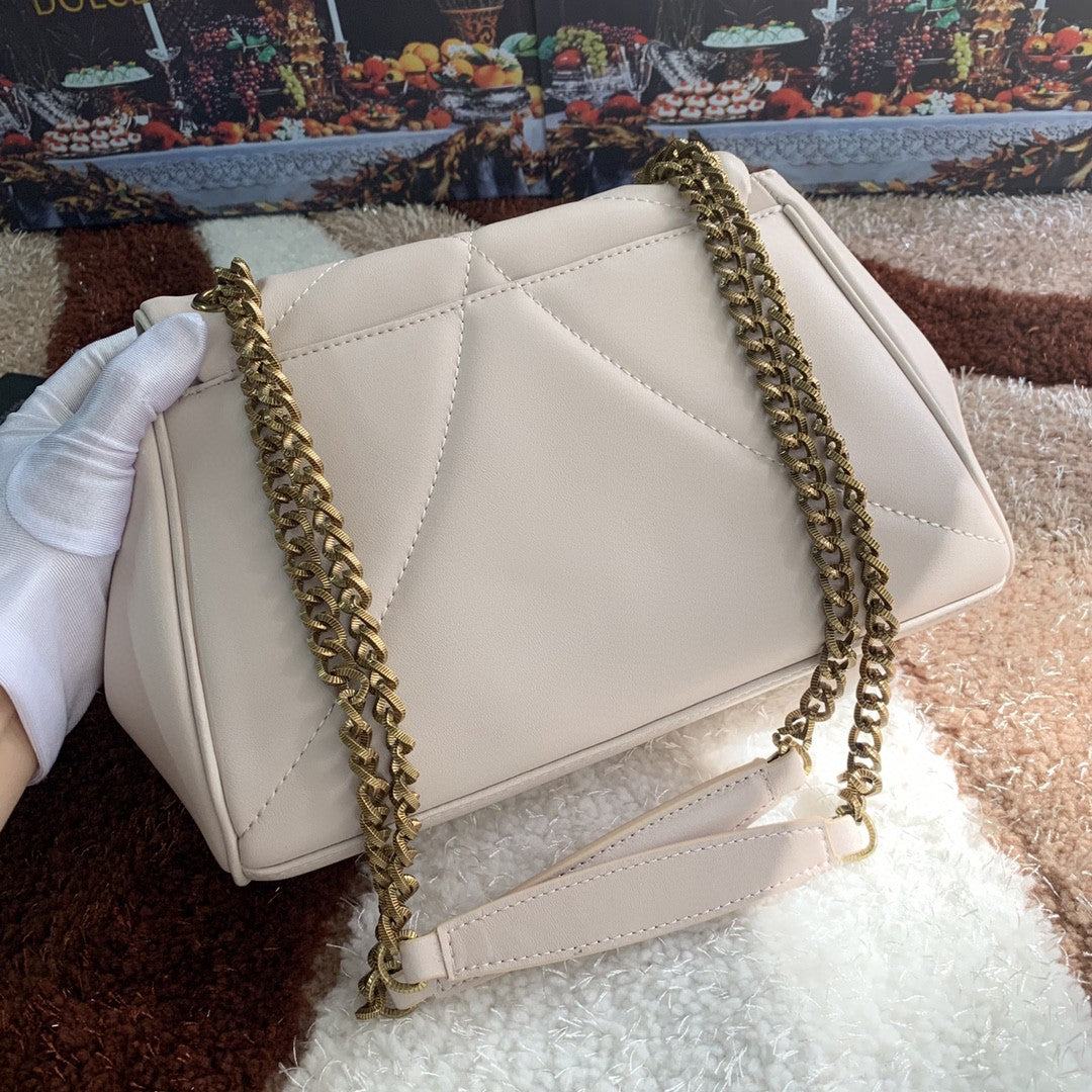 DG MeDiorum Devotion Shoulder Bag In Quilted Nappa White For Women 10.2in/26cm DG