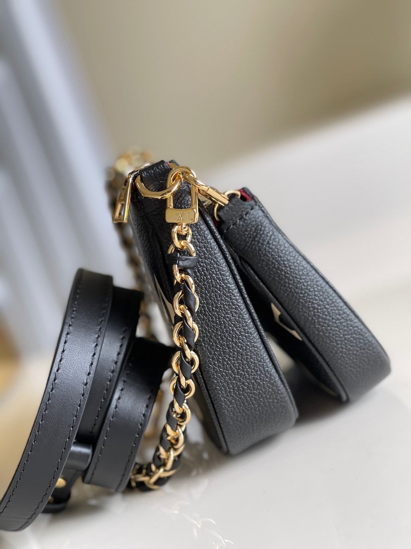 Louis Vuitton Multi Pochette AcGLAMIssoires Monogram Empreinte Black/Cream For Women, WomenÃƒÂ¢Ã¢â€šÂ¬Ã¢â€žÂ¢s Handbags, Shoulder And Crossbody Bags 9.8in/25cm Louis Vuitton M45777