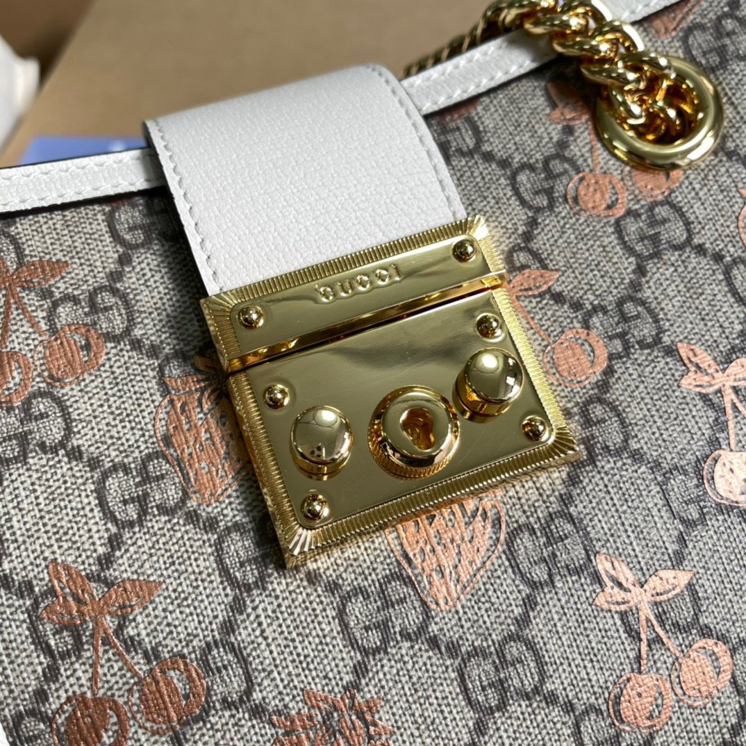 Gucci Padlock Small Gucci Strawberry Shoulder Bag Beige For Women, Women’s Bags 10in/26cm Gucci