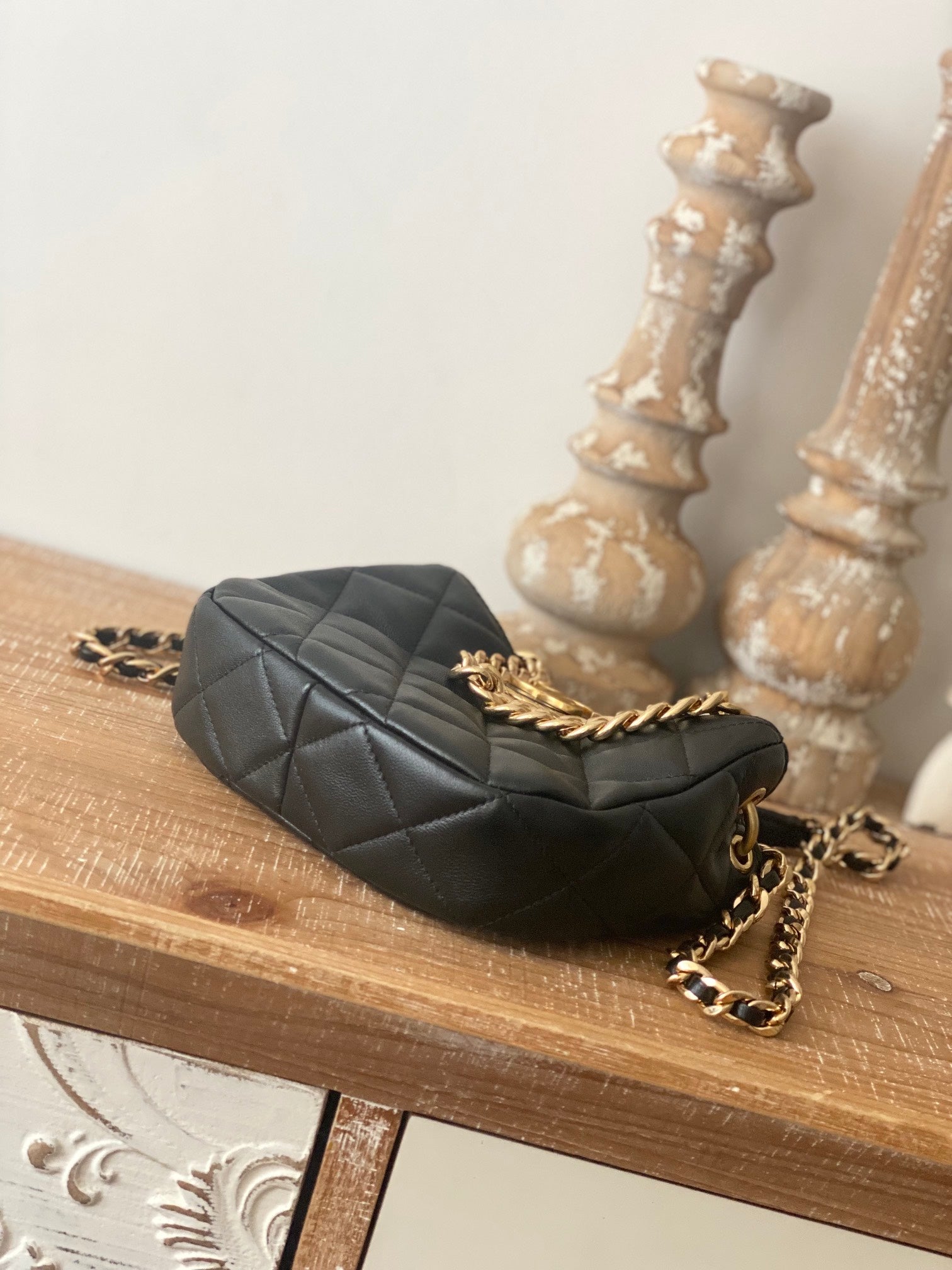 ChanelSmall Hobo Bag Gold Hardware Black For Women Handbags, Shoulder Bags 7.5in/19cm
