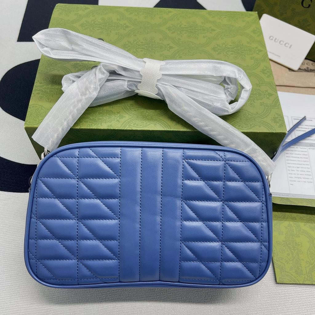 Gucci Marmont Matelasse Shoulder Bag Blue For Women, Women’s Bags 9.5in/24cm Gucci 634936 UM8BF 4340