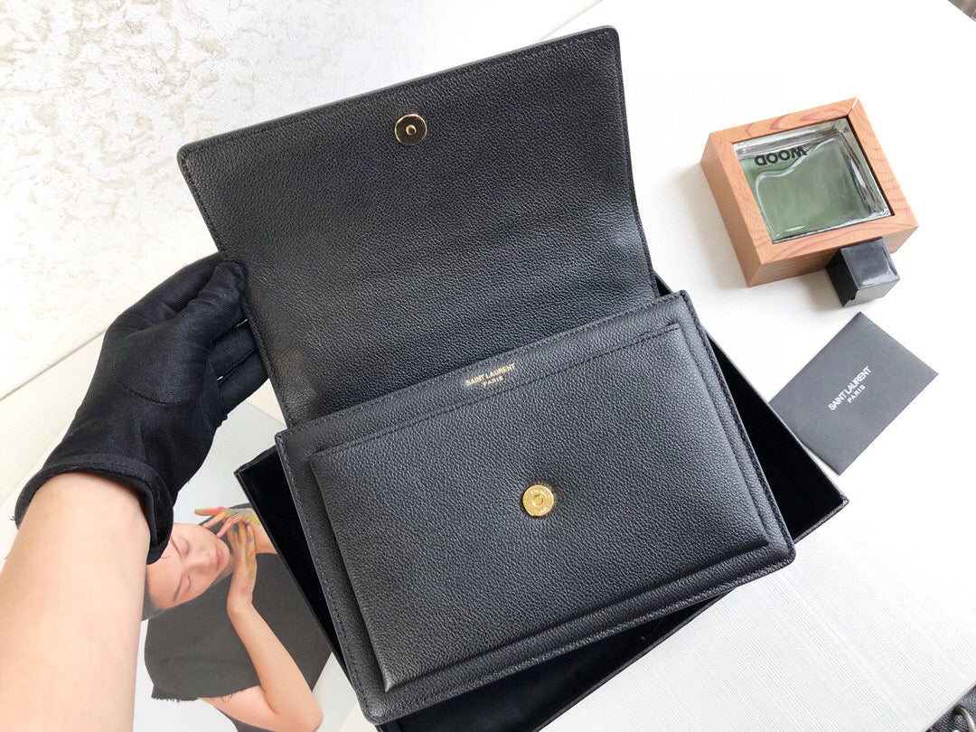 YSSL Sunset Medium Chain Bag Black For Women 8in/22cm YSL 442906D420W1000