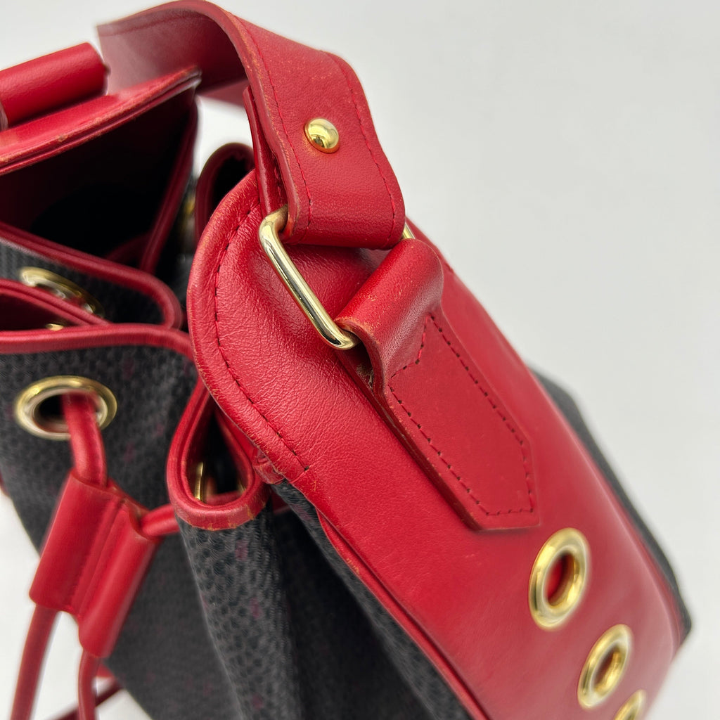 Yves Saint Laurent Red Canvas Leather Large Shoulder Bag