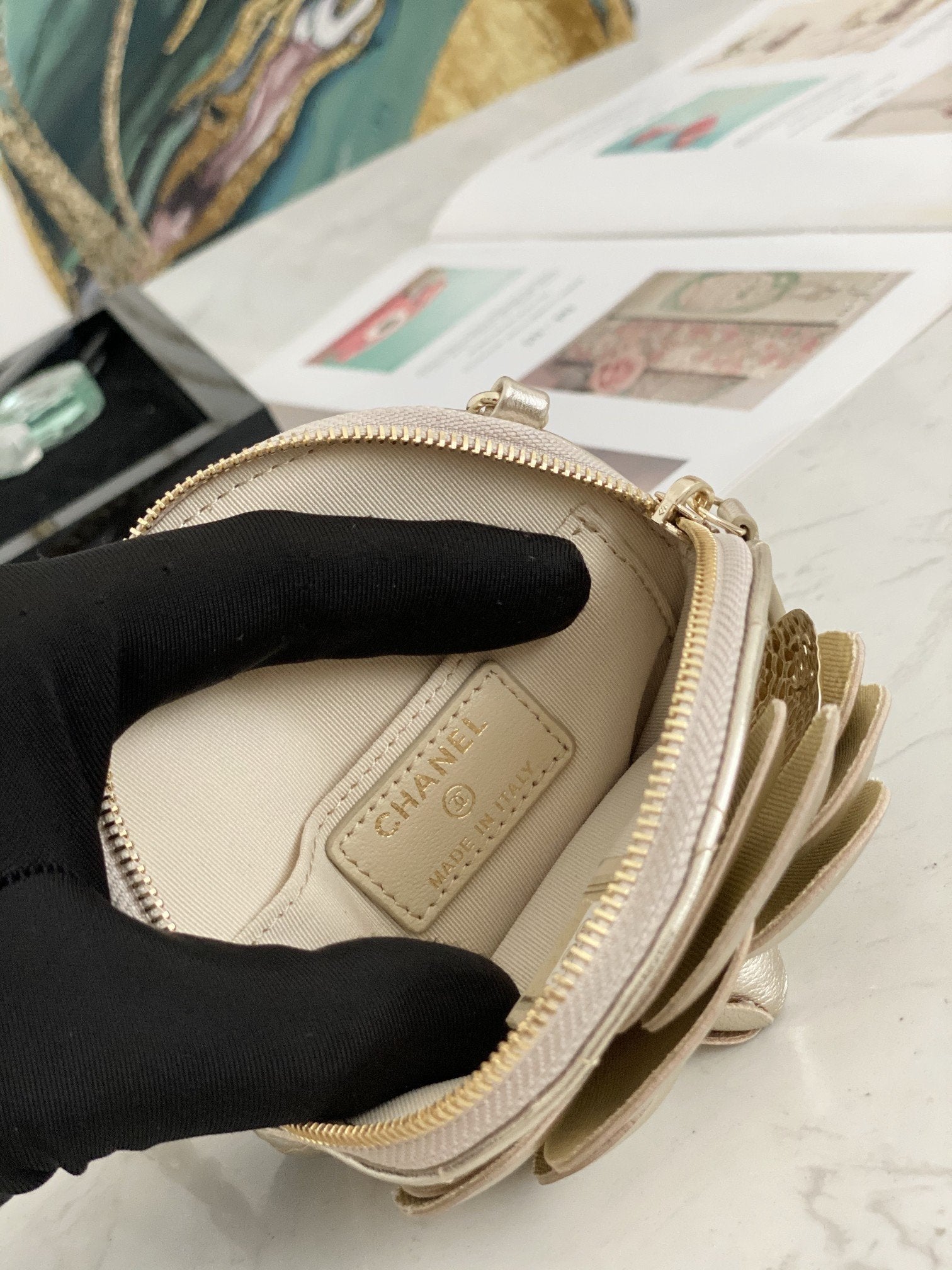 Chanel Camellia Clutch With Chain Gold Bag For Women 11cm/4in