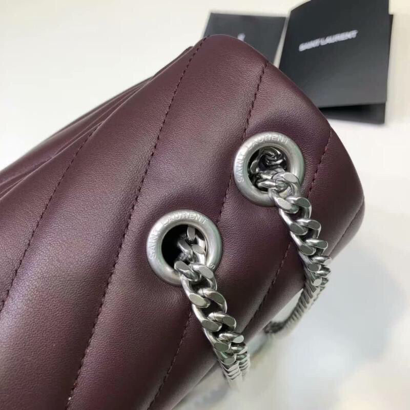 YSSL Loulou Small Chain Bag In MatelassÃ© "Y" Burgundy For Women 9.8in/23cm YSLÂ 