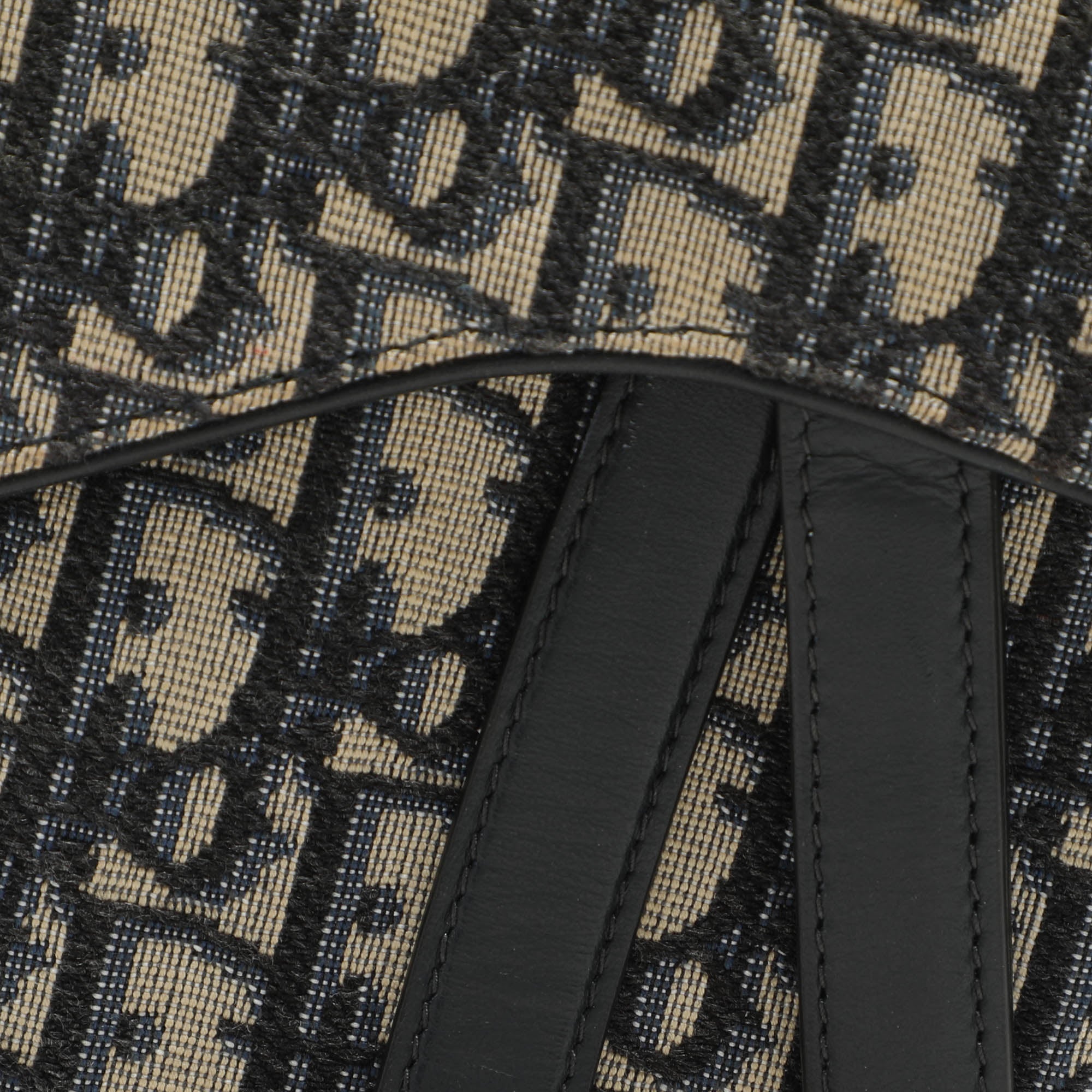 Dior Blue/black Oblique Canvas And Leather Saddle Belt Bag