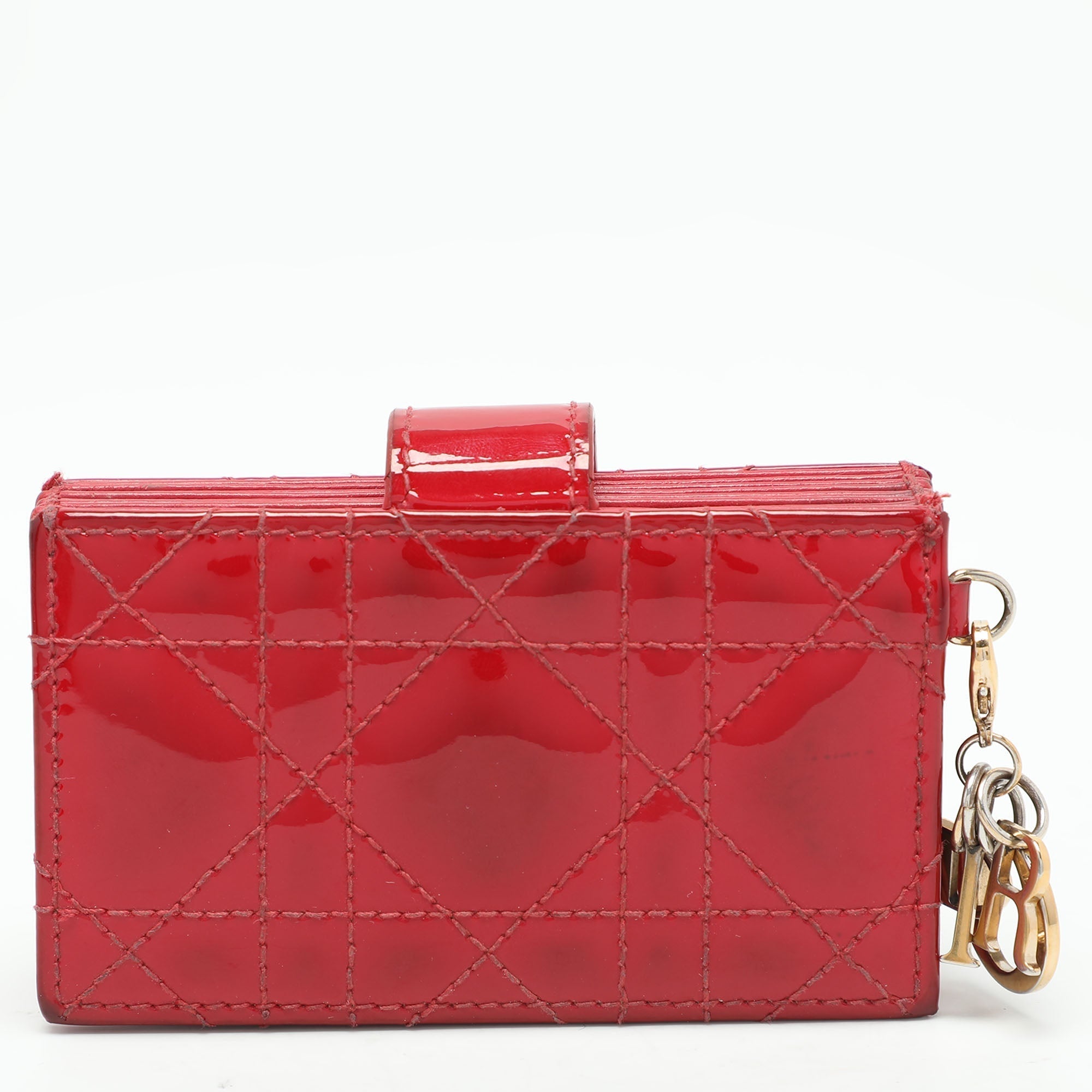 Dior Red Cannage  Leather Lady Dior Gusset Card Case