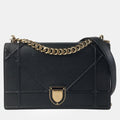 Black Leather Medium Diorama Shoulder Bag