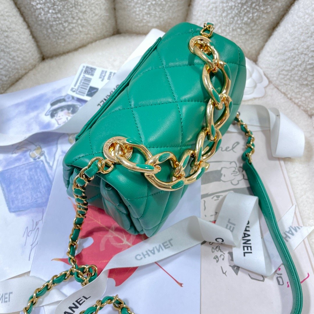 ChanelMini GlamIap Bag Gold Hardware Green For Women Handbags, Shoulder Bags 6.7in/17cm AS3365