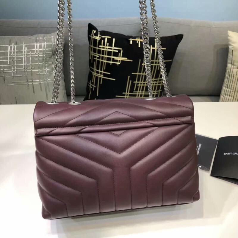YSSL Loulou Small Chain Bag In MatelassÃ© "Y" Burgundy For Women 9.8in/23cm YSLÂ 