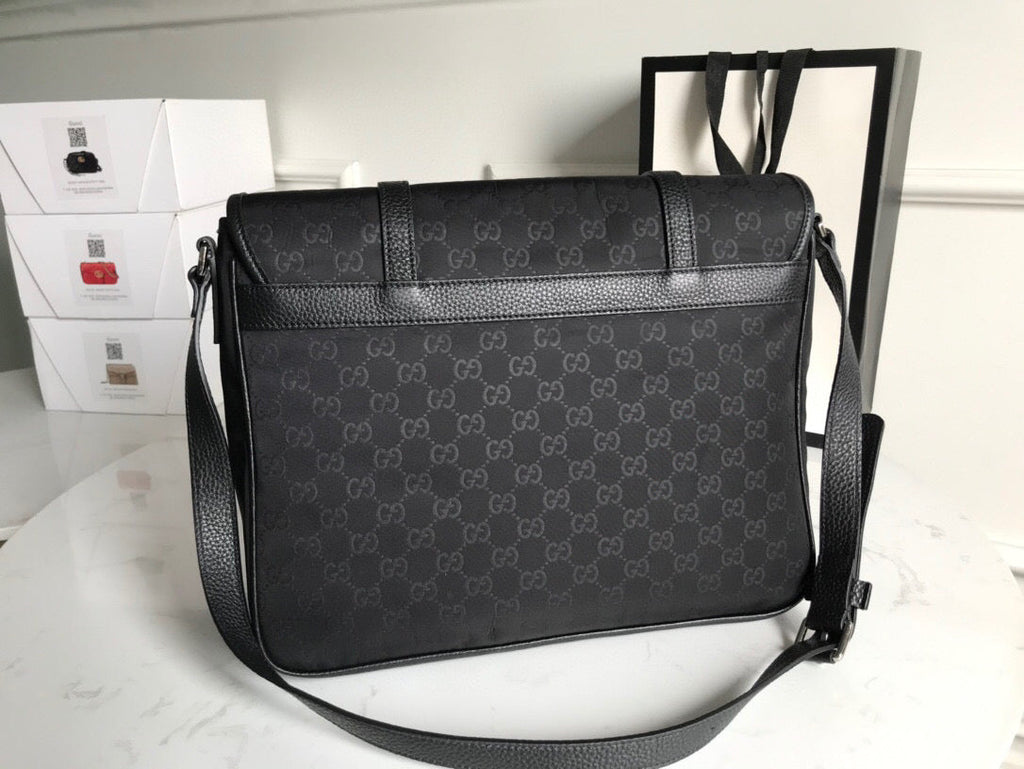 Gucci Shoulder Bag Nylon Shima Black Gucci Embossed For Men 13.8in/35cm Gucci