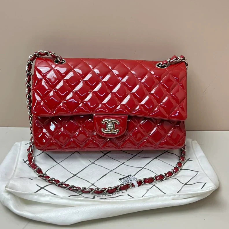 Chanel Patent Classic Jumbo Double Flap Bag - Red B3-33