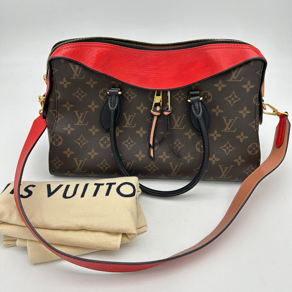 Louis Vuitton Monogram Tuileries Brown Red Canvas Shoulder Bag