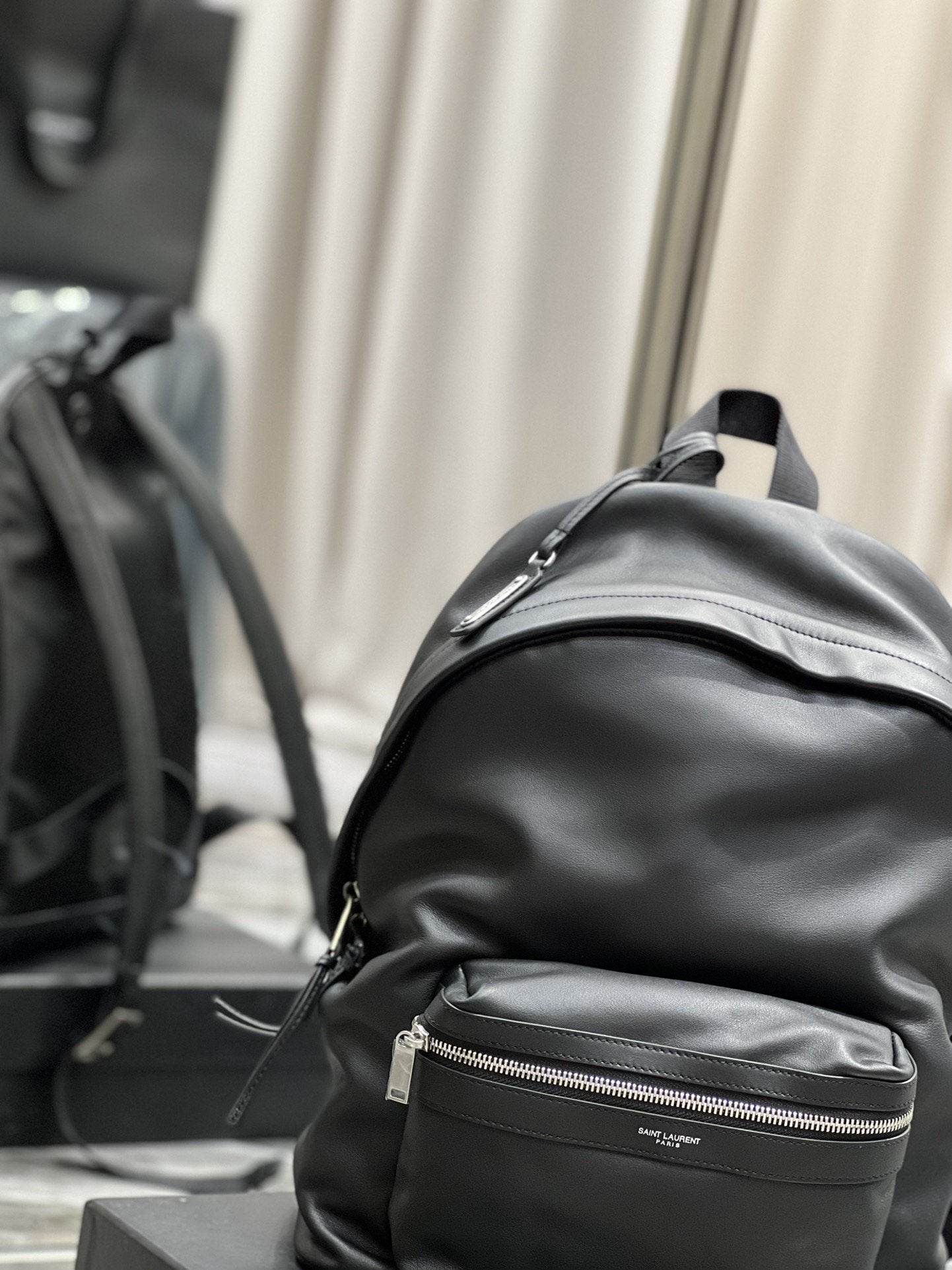 Top Quality City Backpack In Unisex For Women 13.8in/35cm Black YSL