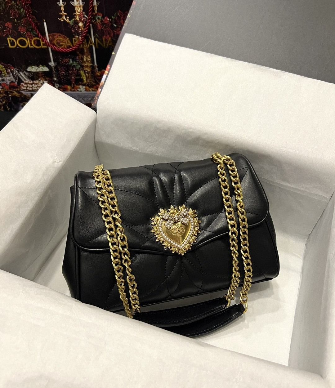 Large Devotion Shoulder Bag In Quilted Nappa Black For Women 11.4in/29cm GLAMI