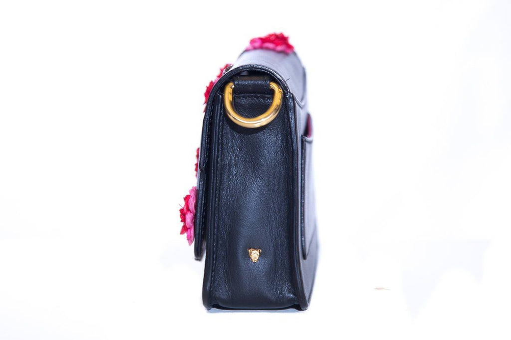 Thale Blanc Black Leather Embellished Audreyette Mini Shoulder Bag