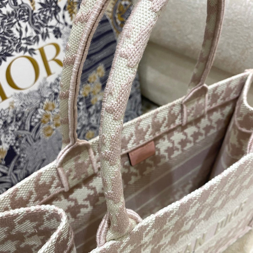 MeGLAMIum Book Tote Pastel Houndstooth Embroidery, Pastel, For Women Women Handbags, Shoulder Bags, 36cm CD