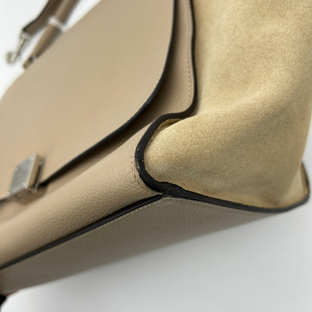 Céline Trapeze Beige Leather Suede Medium Shoulder Bag