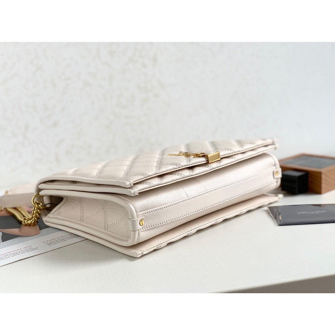 Saint Laurent Becky Small Shoulder Bag White For Women 10.5in/27cm YSL