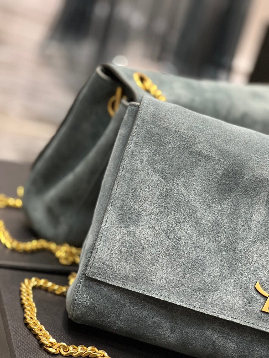 YSSL Kate Medium Reversible Chain Bag In Suede With Gold Hardware For Women 11in/29cm YSL
