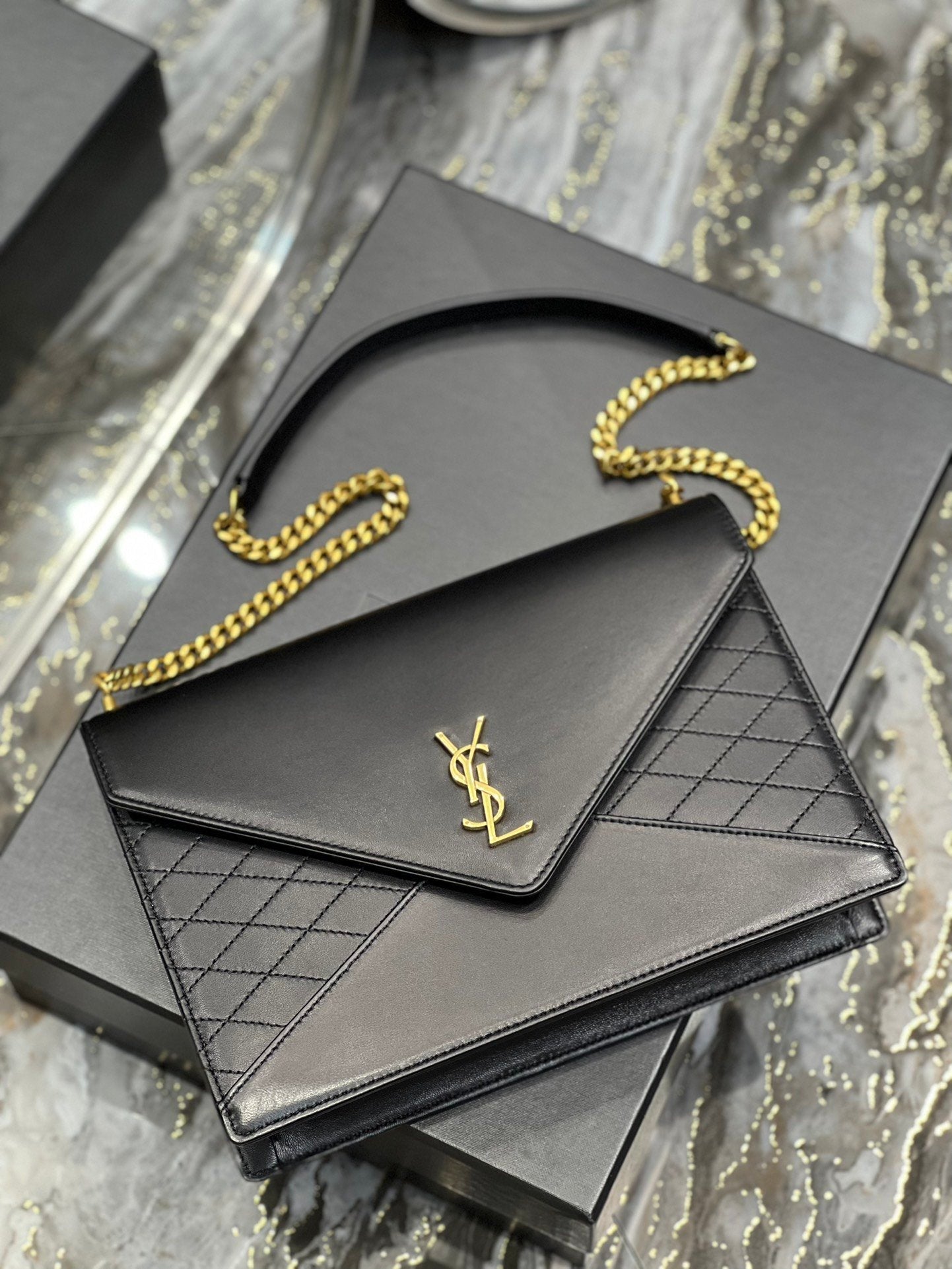 YSSL Gaby Chain Bag Black With Gold Hardware For Women 10in/27cm YSL 6688641EL071000