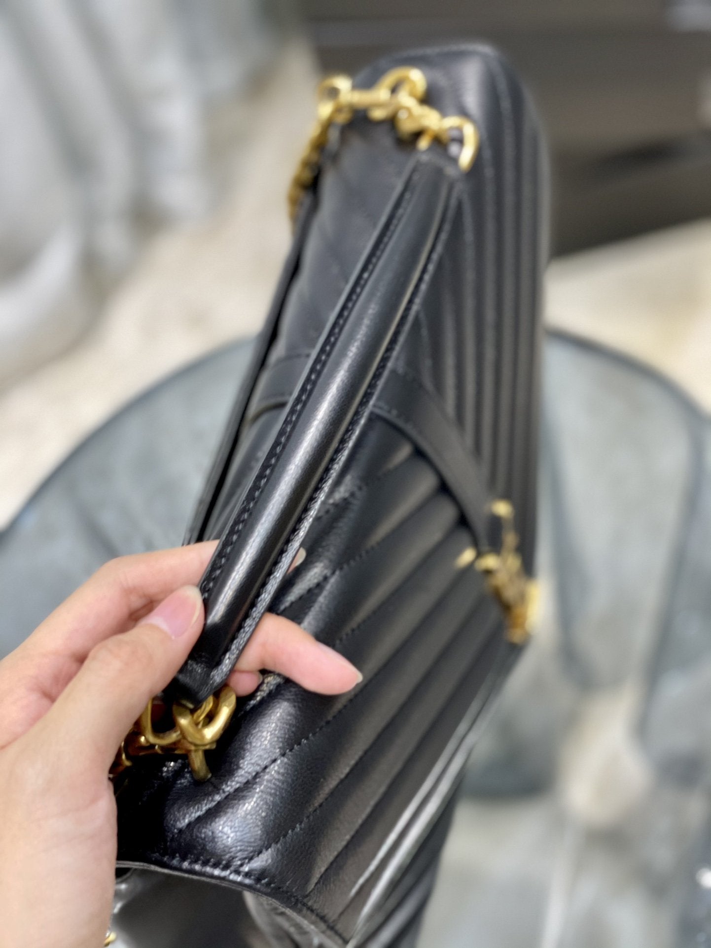 YSSL College Large Chain Bag Black With Gold Hardware For Women 12in/32cm YSL 600278BRM071000