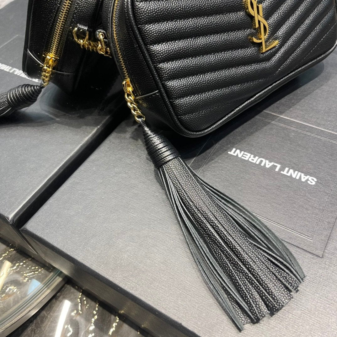 Top Quality Lou Mini Bag Black In Quilted Grain De Poudre With Gold Hardware For Women 7.4in/19cm YSl 6125791GF011000