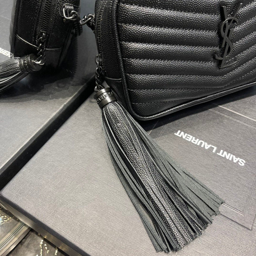 Top Quality Lou Mini Bag Black In Quilted Grain De Poudre With Metal Toned Hardware For Women 7.4in/19cm YSl 6125791GF081000