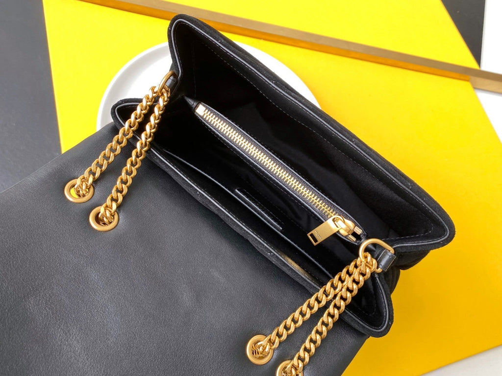 Top Quality Loulou Small Chain Bag In "Y" Black With Gold Hardware For Women 9.8in/23cm YSL 4946991U8671000