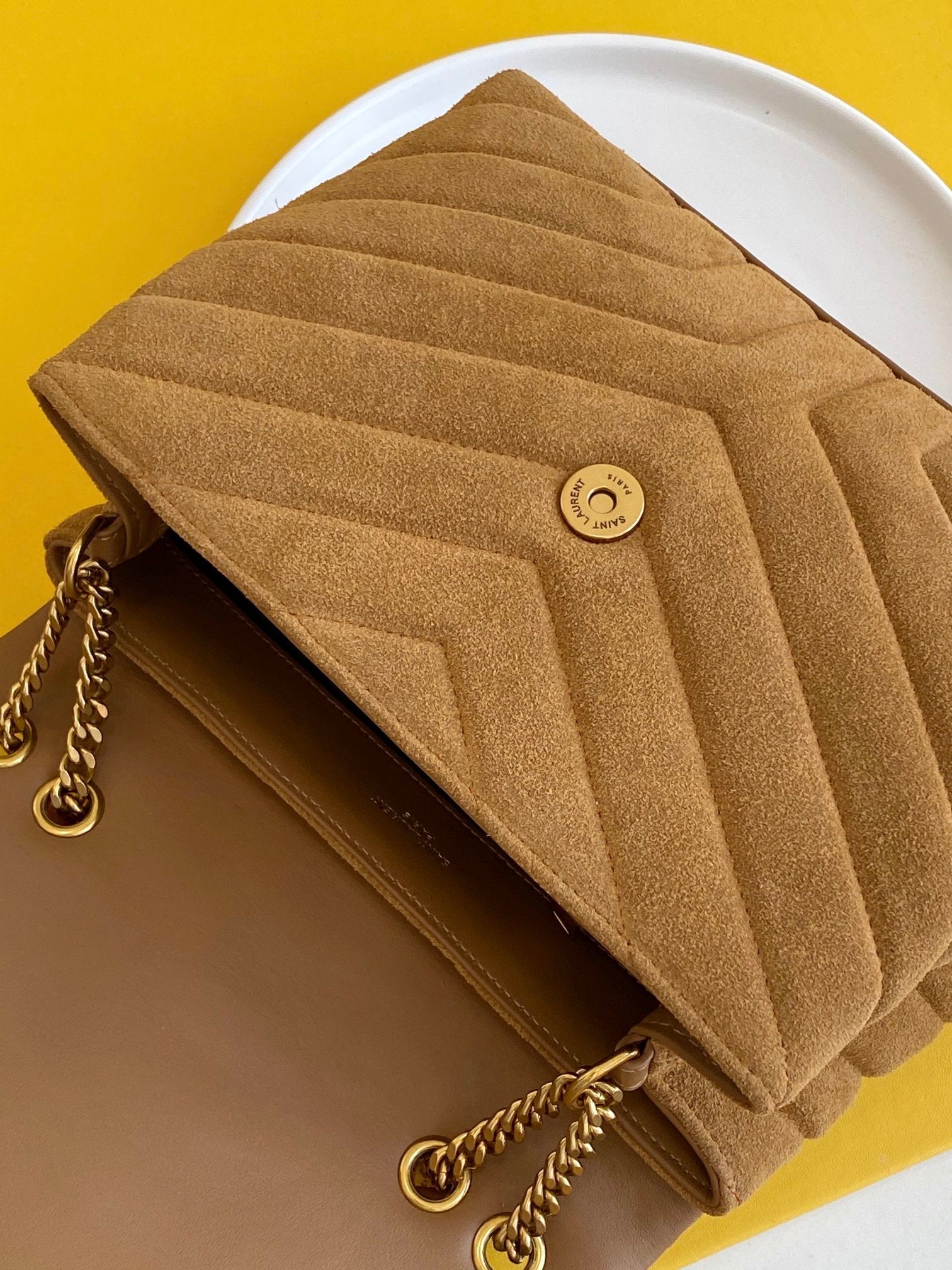 Top Quality Loulou Small Chain Bag In "Y" Brown With Gold Hardware For Women 9.8in/23cm YSL 4946991U8C77761