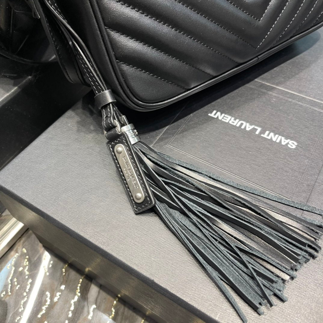 Top Quality Lou Camera Bag Black With Silver Toned Hardware For Women 9in/23cm YSL 612544DV7041000