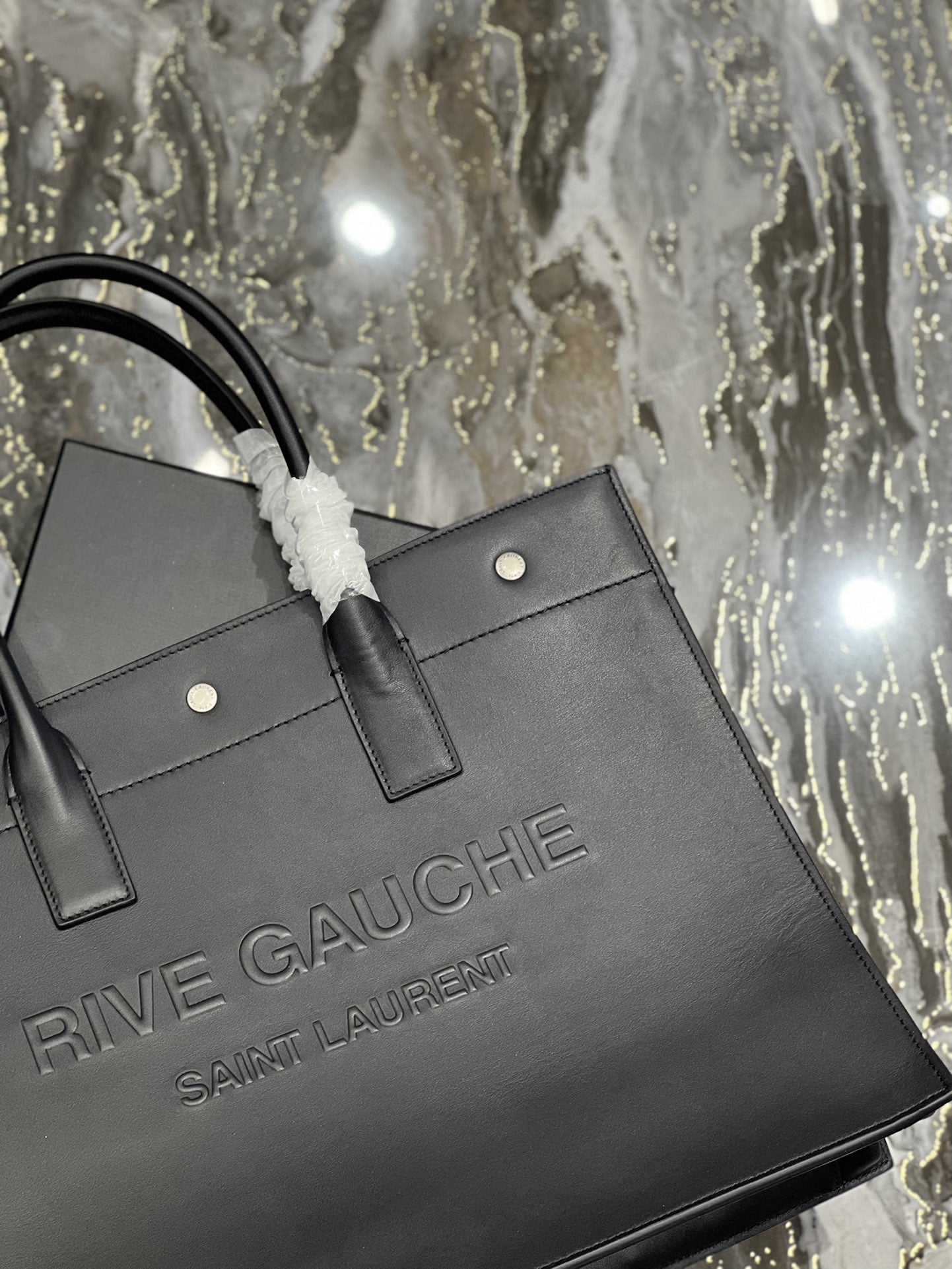 YSSL Rive Gauche Small Tote Bag In Black Noir For Women 15in/39cm YSL 686266CWTFE1000