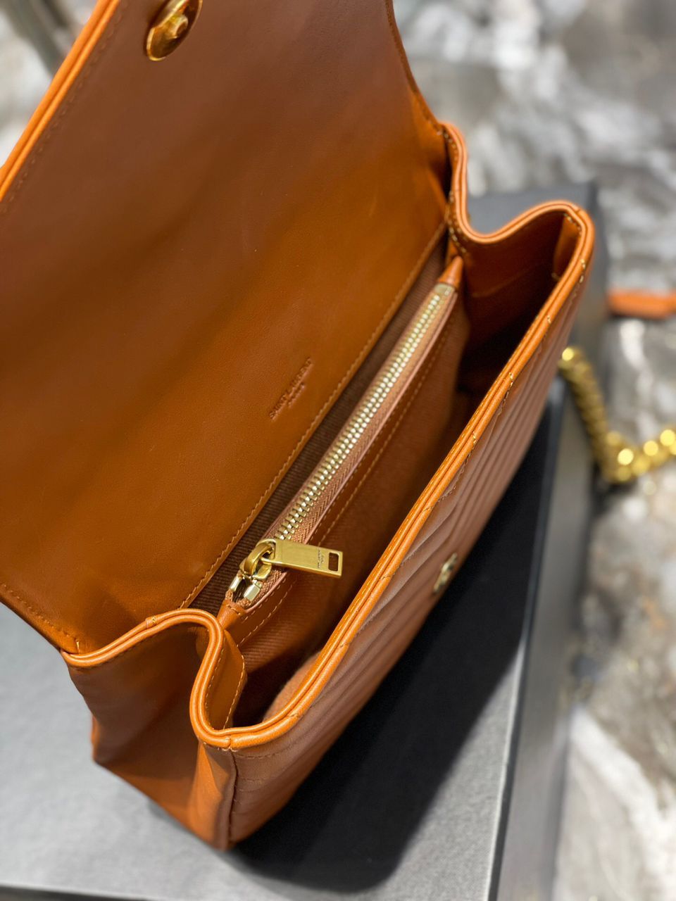 YSSL College Medium Chain Bag Brown Gold Toned Hardware For Women 9in/24cm YSL 600279BRM076309