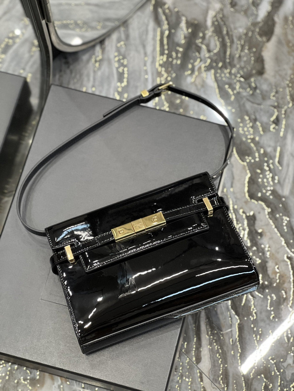 Manhattan Small Shoulder Bag Black For Women 9.4in/24cm YSL 675626B870J1000