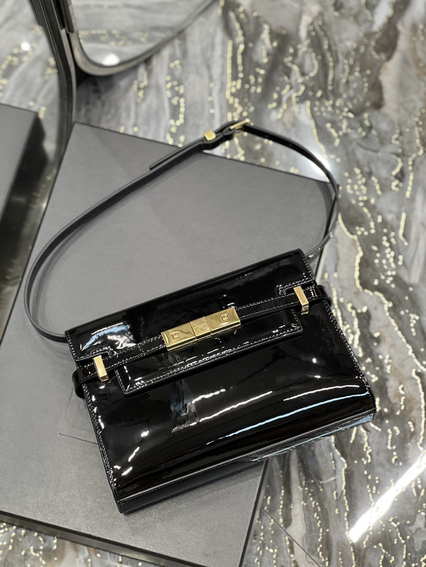 Manhattan Small Shoulder Bag Black For Women 9.4in/24cm YSL 675626B870J1000