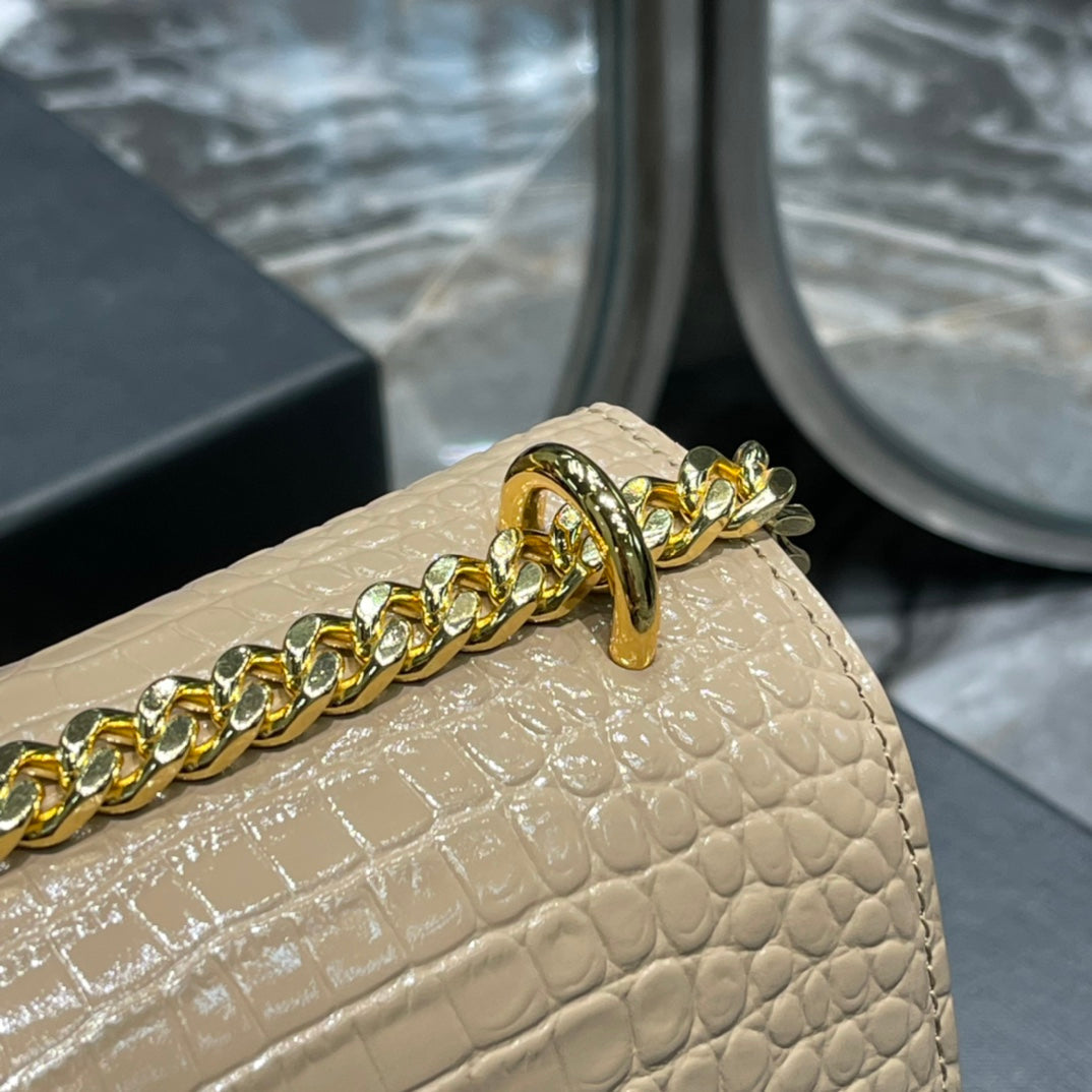 YSSL Sunset Medium Chain Bag For Women 8in/22cm Beige YSL 442906DND0J2721