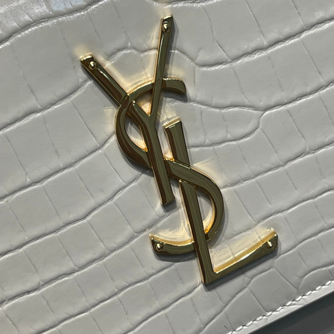 YSSL Sunset Medium Chain Bag For Women 8in/22cm White YSL 442906DND0J9207