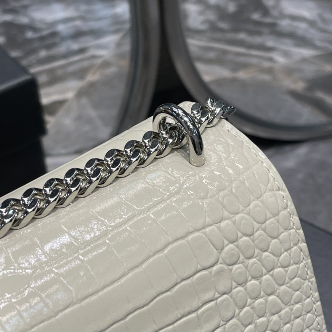YSSL Sunset Medium Chain Bag For Women 8in/22cm White YSL 442906DND0N9207