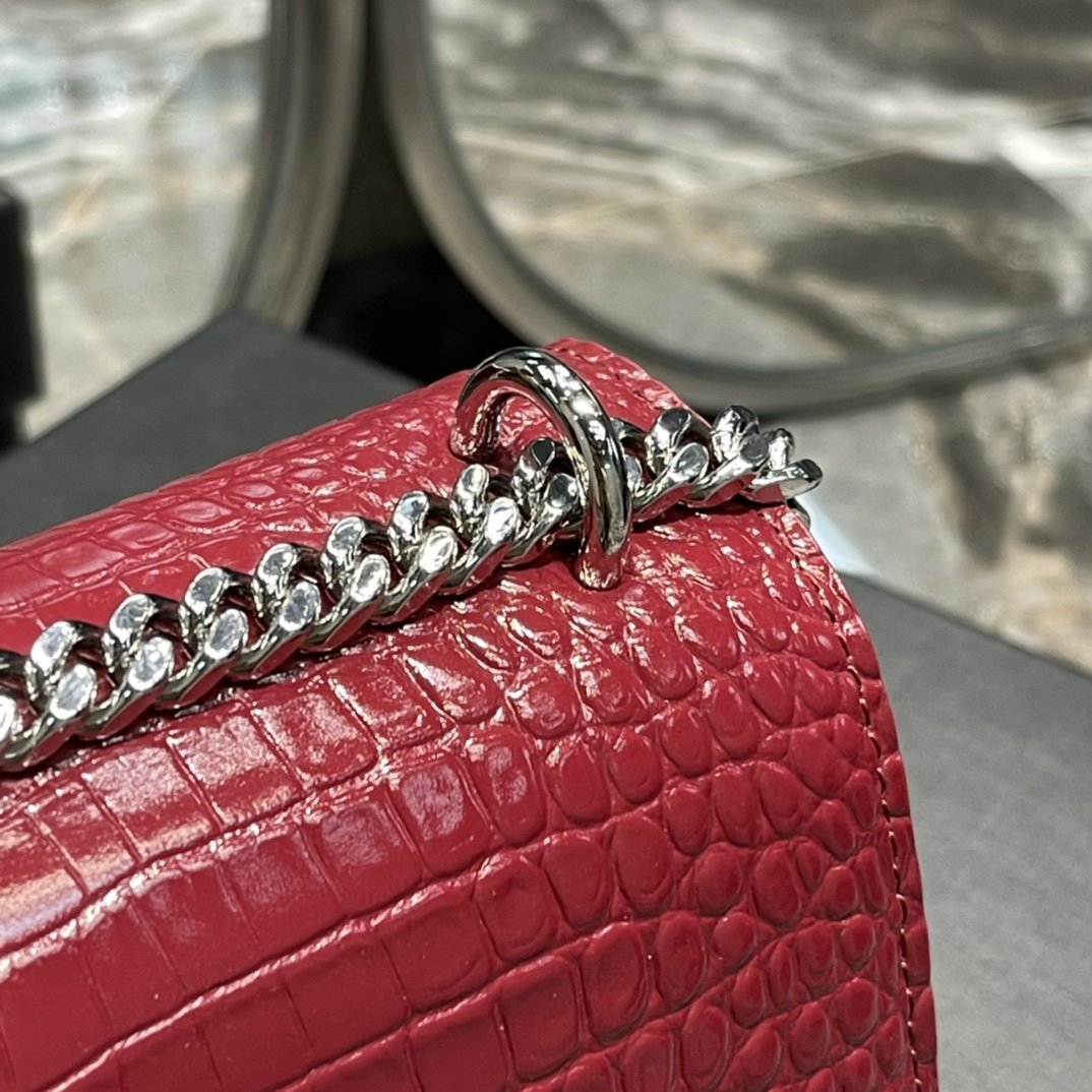 YSSL Sunset Medium Chain Bag Red For Women 8in/22cm YSL