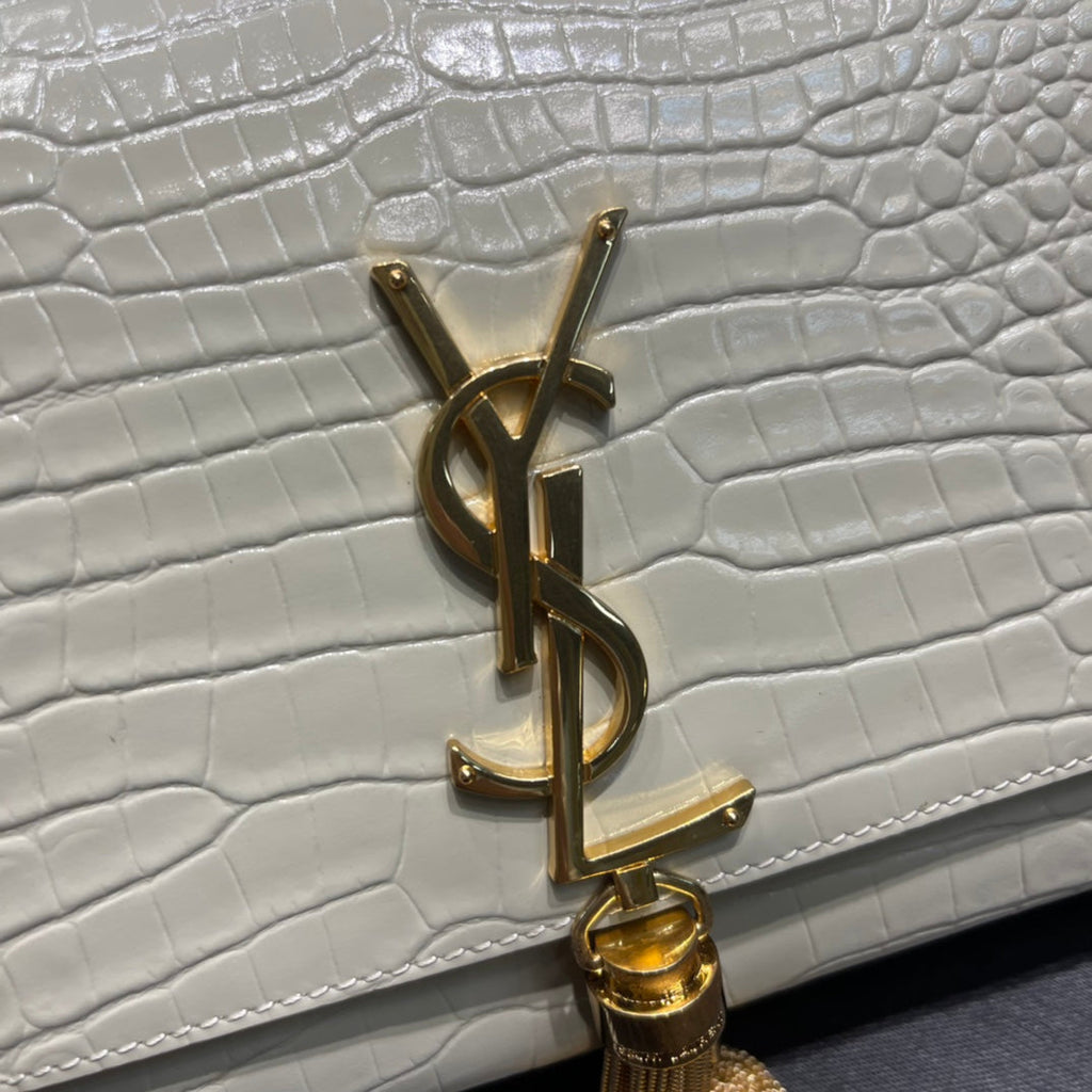 Top Quality Kata MeTop Qualityum Chain Bag White  With Tassel For Women 9.4in/24cm YSL 354119DND0J9207