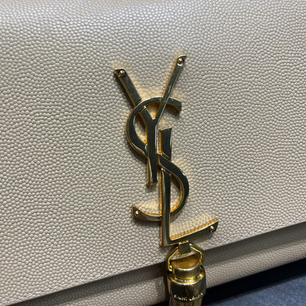 Top Quality Kata MeTop Qualityum Chain Bag Beige With Tassel For Women 9.4in/24cm YSL