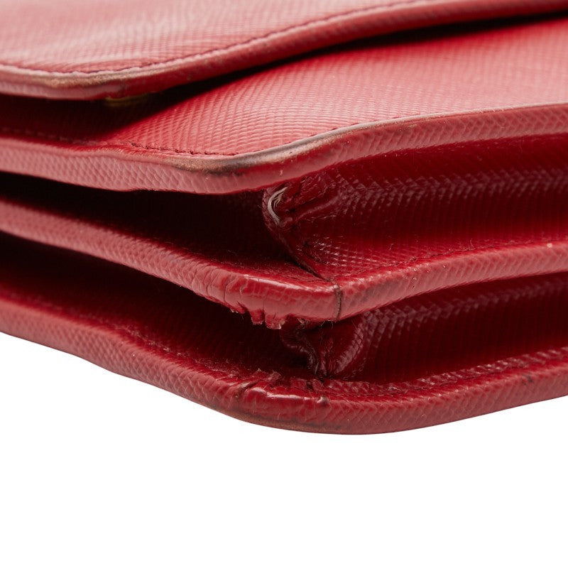 Prada Red Color Leather Shoulder Bag
