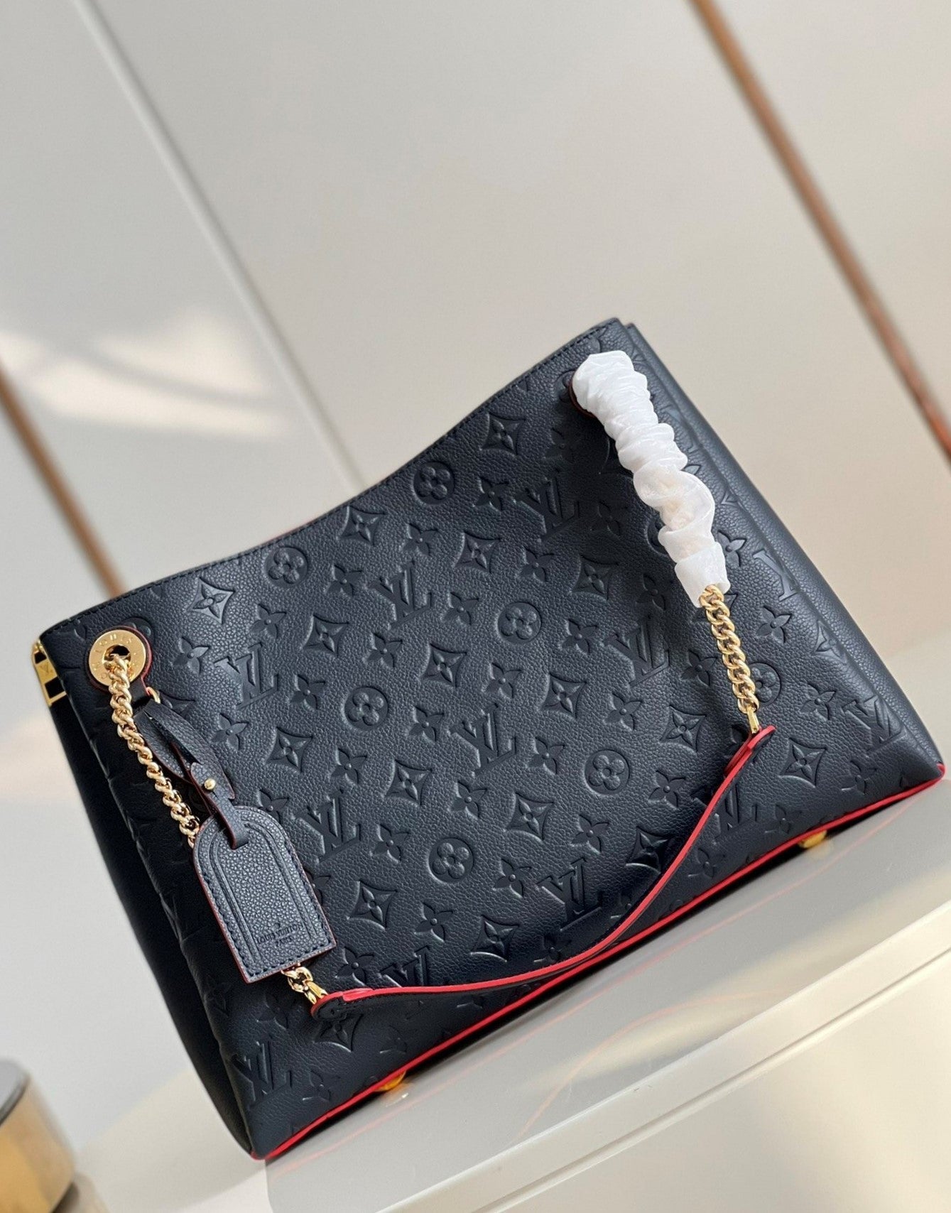 Louis Vuitton Surene MM Monogram Empreinte Black/Red For Women,  Shoulder Bags 14.6in/37cm Louis Vuitton M43759