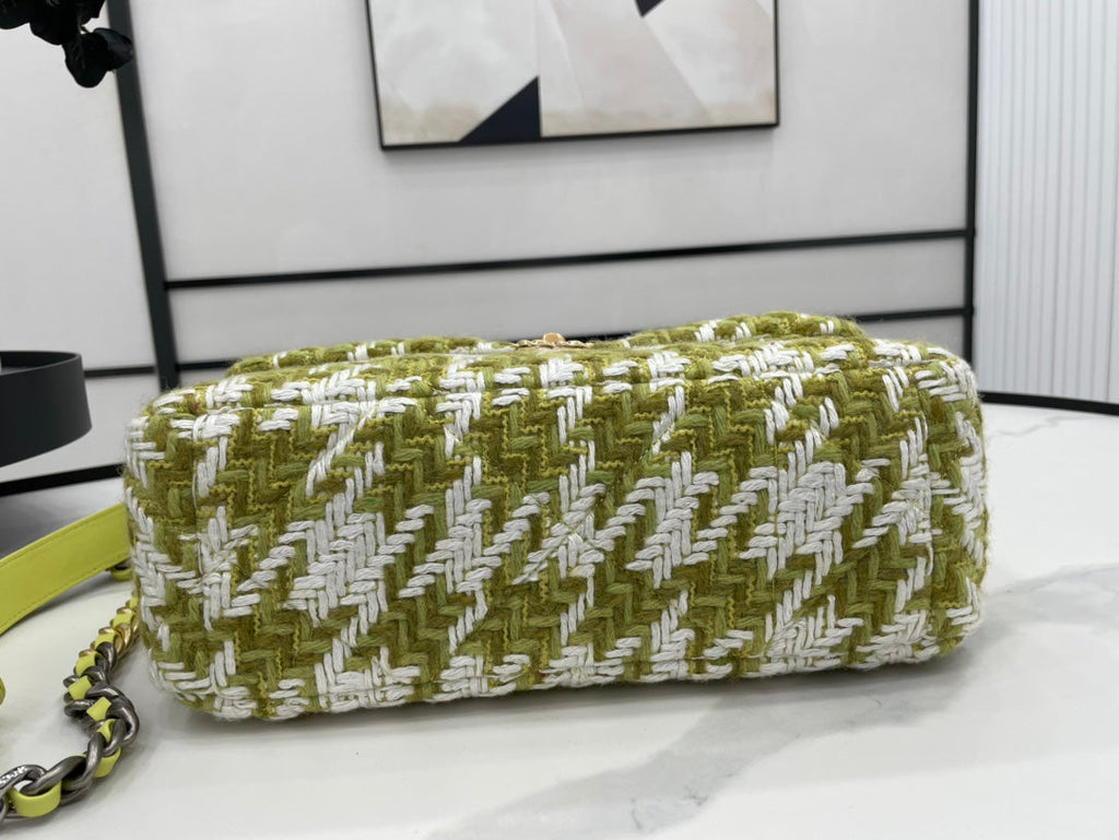 Chanel 19 Large Handbag Gold Hardware Green For Women Handbags, Shoulder Bags 11.8in/30cm