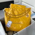 Chanel 22 Handbag Gold Hardware Shiny Yellow For Women Handbags, Shoulder Bags 16.5in/38cm AS3261