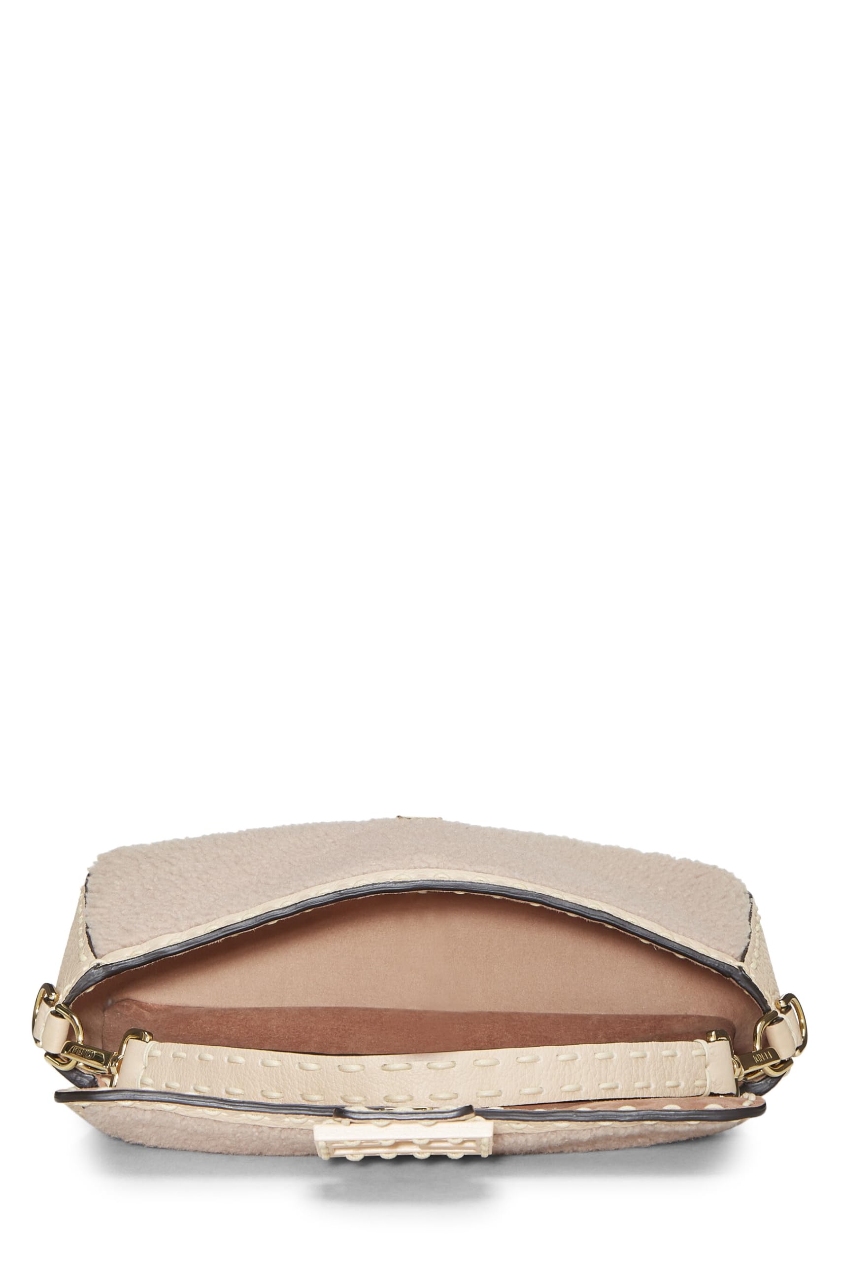 ,  Pink Shearling Baguette Crossbody, Pink