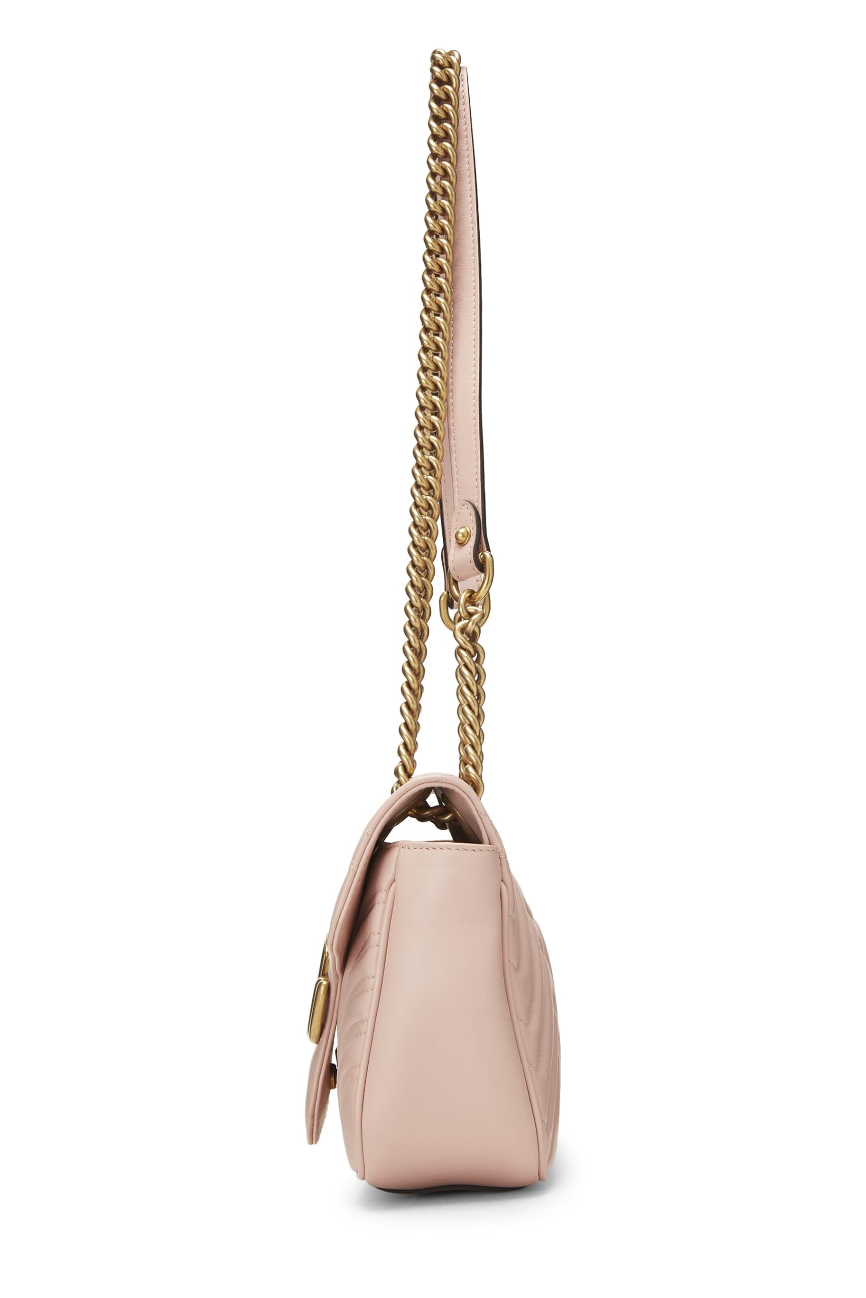 Gucci,  Pink Leather GG Marmont Shoulder Bag Small, Pink