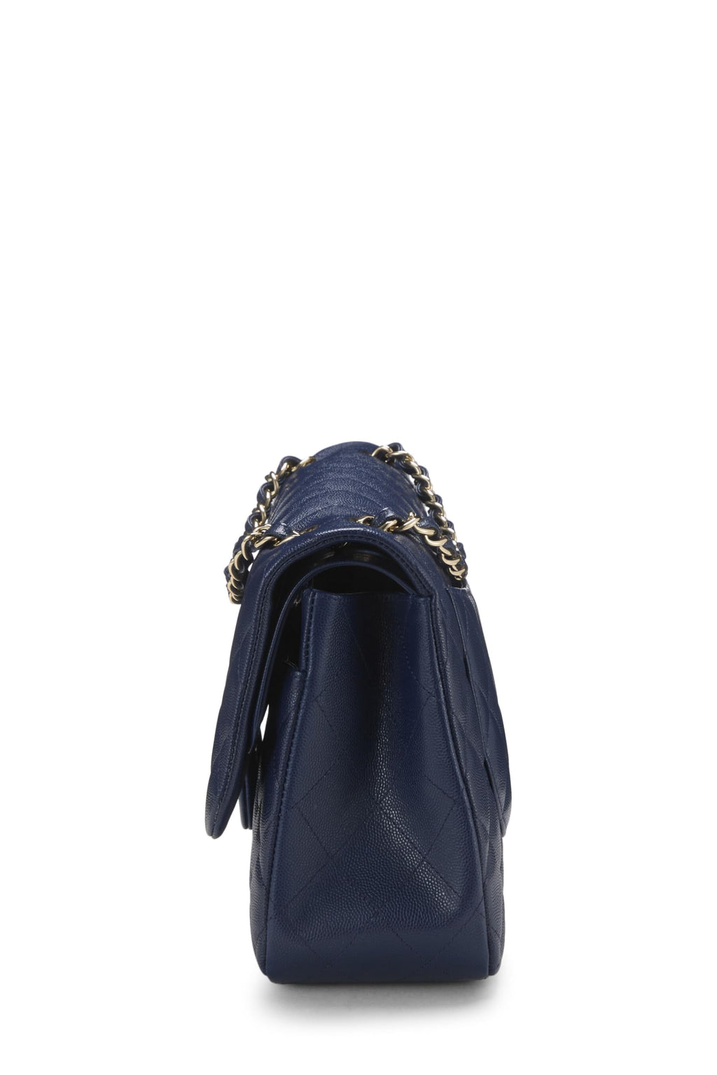 Chanel,  Navy Quilted Caviar New Classic Double Flap Jumbo, Navy